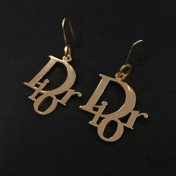 AUTH Christian Dior CD Gold Pierced Dangle Earrings - Picture 3 of 5
